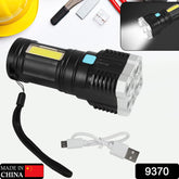 Multifunctional Strong 4 Led Torch Light Portable Rechargeable Flashlight Long Distance Beam Range 800 Lumens Cob Light 4 Mode Emergency For Hiking Walking Camping (4 Led Torch)